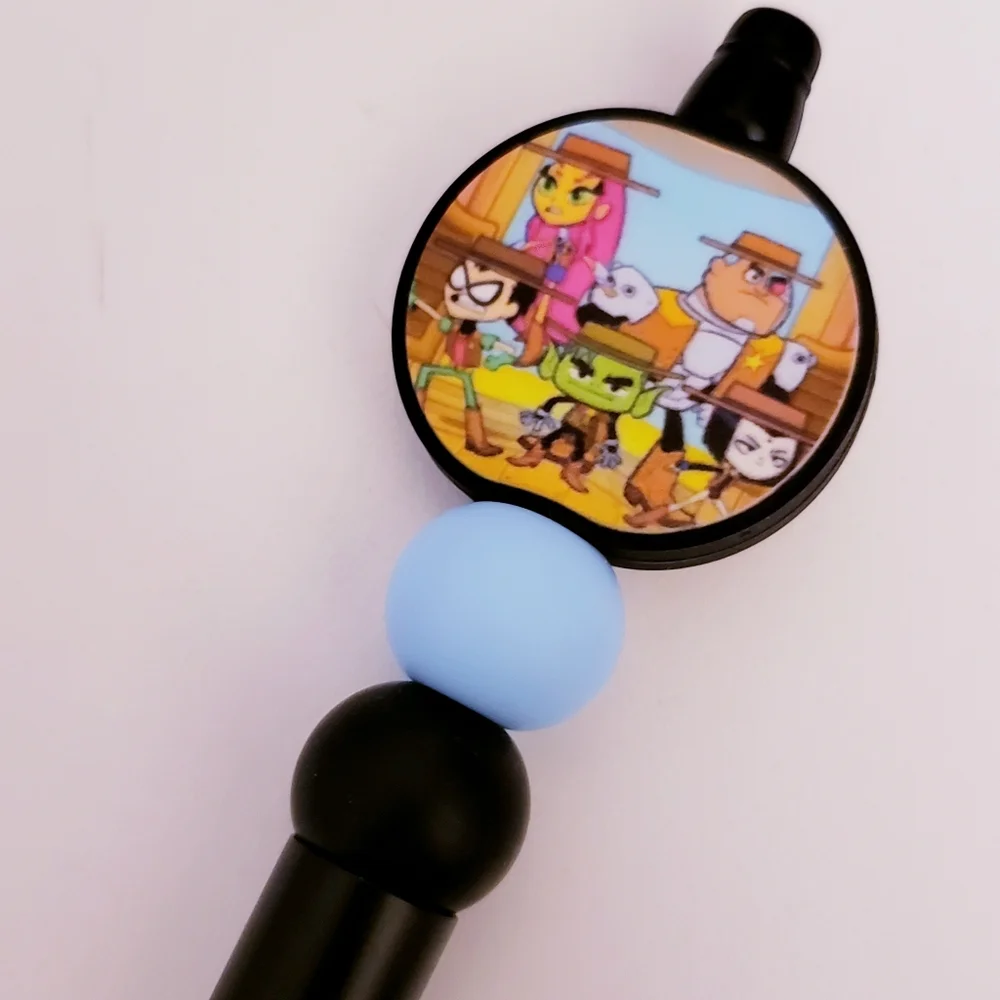 Handmade Teen Titans Go Silicone Focal Bead Pen